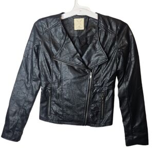 Pins And Needles Black Moto Jacket Faux Leather And Coat LUXURIOUS Elegant XS